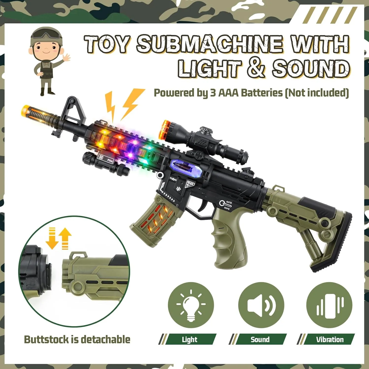 Kids Army Costume for Boys, Military Army Costume with Army Toys, Solider Boy Dress up, Halloween Costumes for Boys