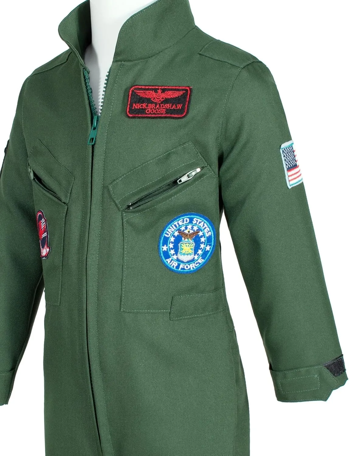 Kids Fighter Pilot Costume - Air Force Flight Suit Roleplay Dress Up with Aviator Accessories for Girls Boys