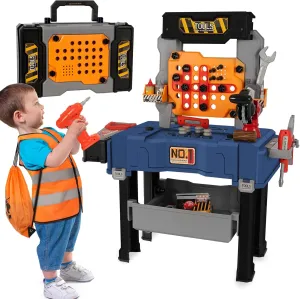 Kids Tool Bench, Realistic Kids Tool Set with Electric Drill, Pretend Play Workbench, Toy Tool Box and Workshop, Toddler Toys for Ages 3-6, Reflective Vest Included