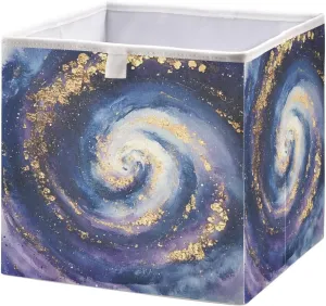 Kigai Magic Nebula Cube Storage Basket 11x11 inch Collapsible Fabric Storage Box Closet Organizer Decorative Cube Storage Bin for Nursery Bedroom Office Home