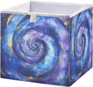 Kigai Magic Nebula Cube Storage Basket 11x11 inch Collapsible Fabric Storage Box Closet Organizer Decorative Cube Storage Bin for Nursery Bedroom Office Home