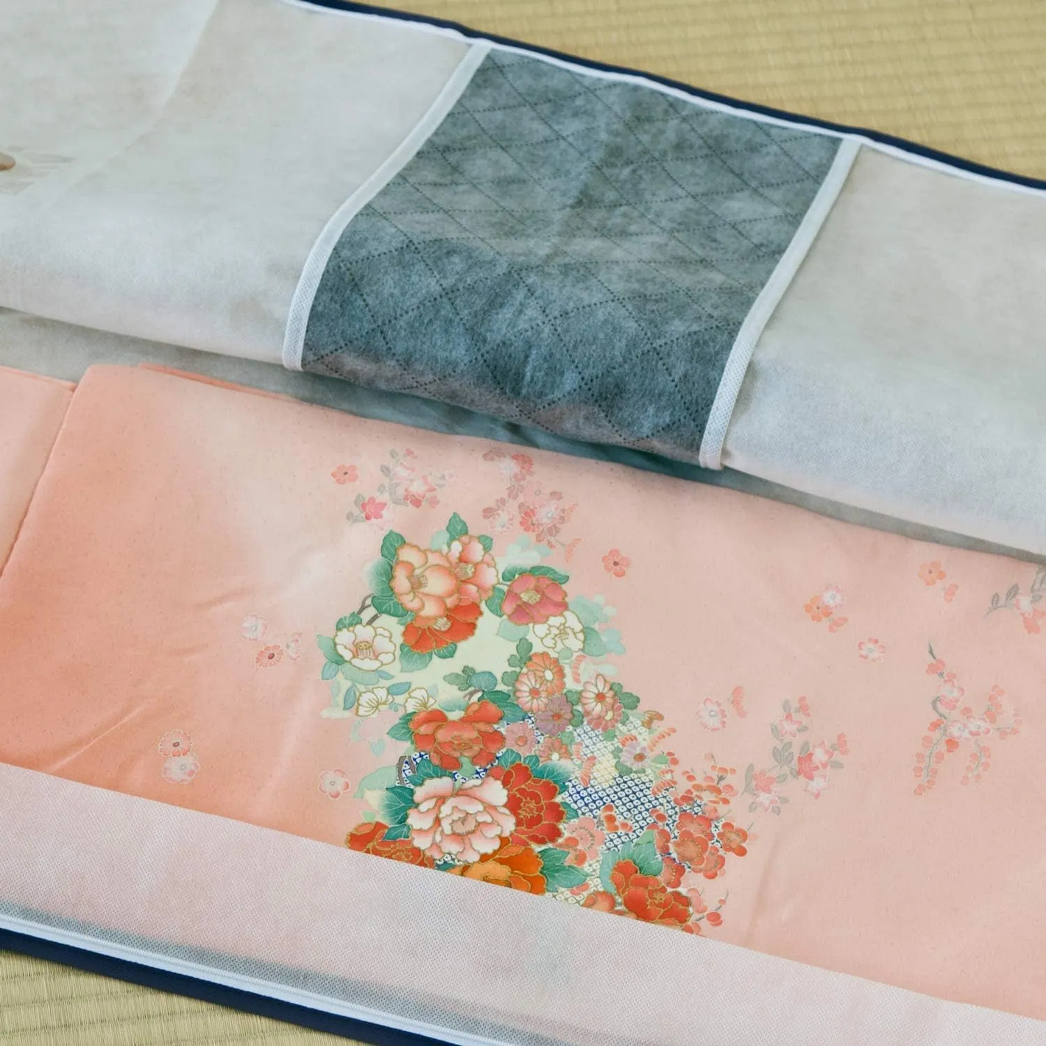 Kimono Storage Case, Underbed Storage, 2-Piece Set, Activated Carbon, Zipper Closure, Window, Breathable Non-Woven Fabric, 001-18