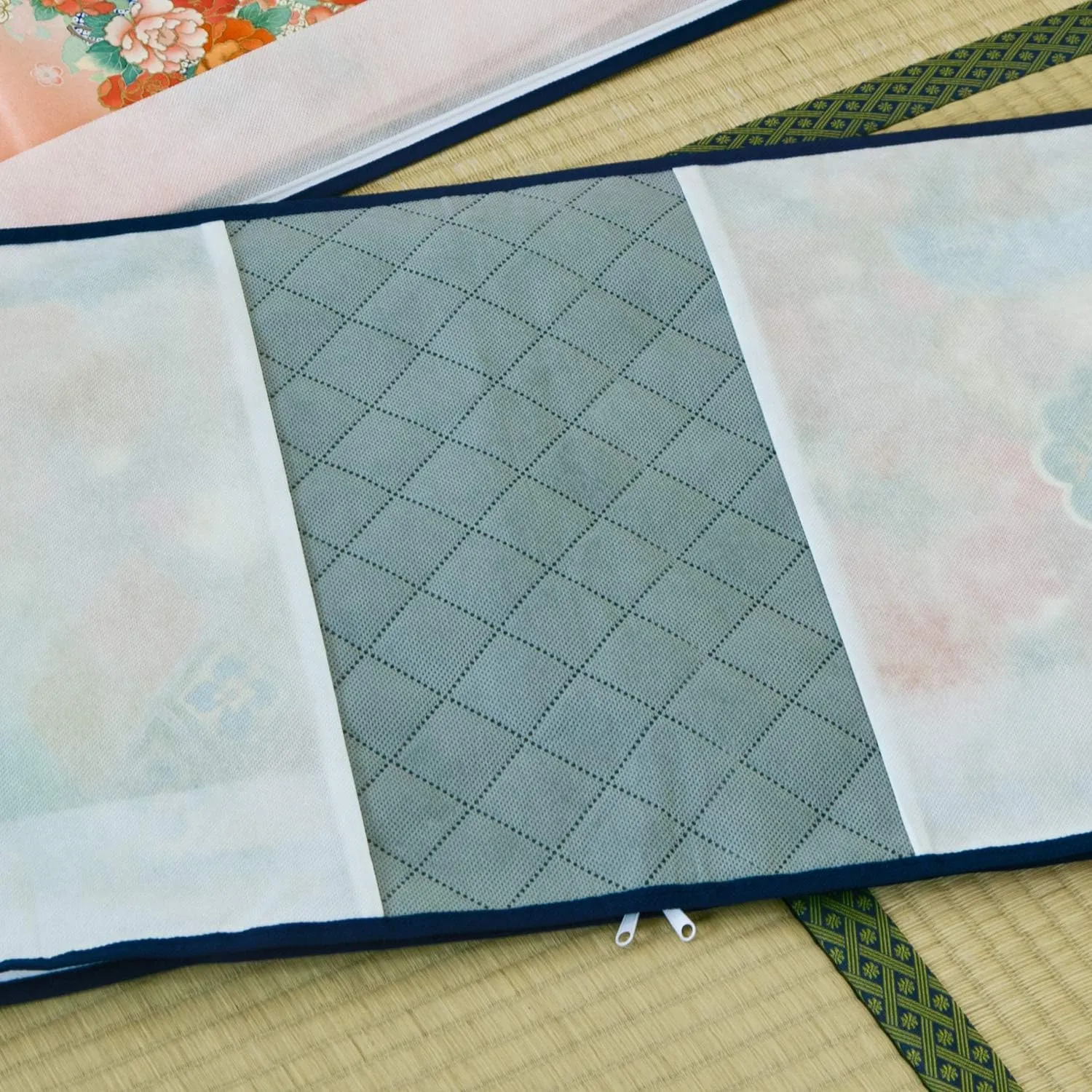 Kimono Storage Case, Underbed Storage, 2-Piece Set, Activated Carbon, Zipper Closure, Window, Breathable Non-Woven Fabric, 001-18