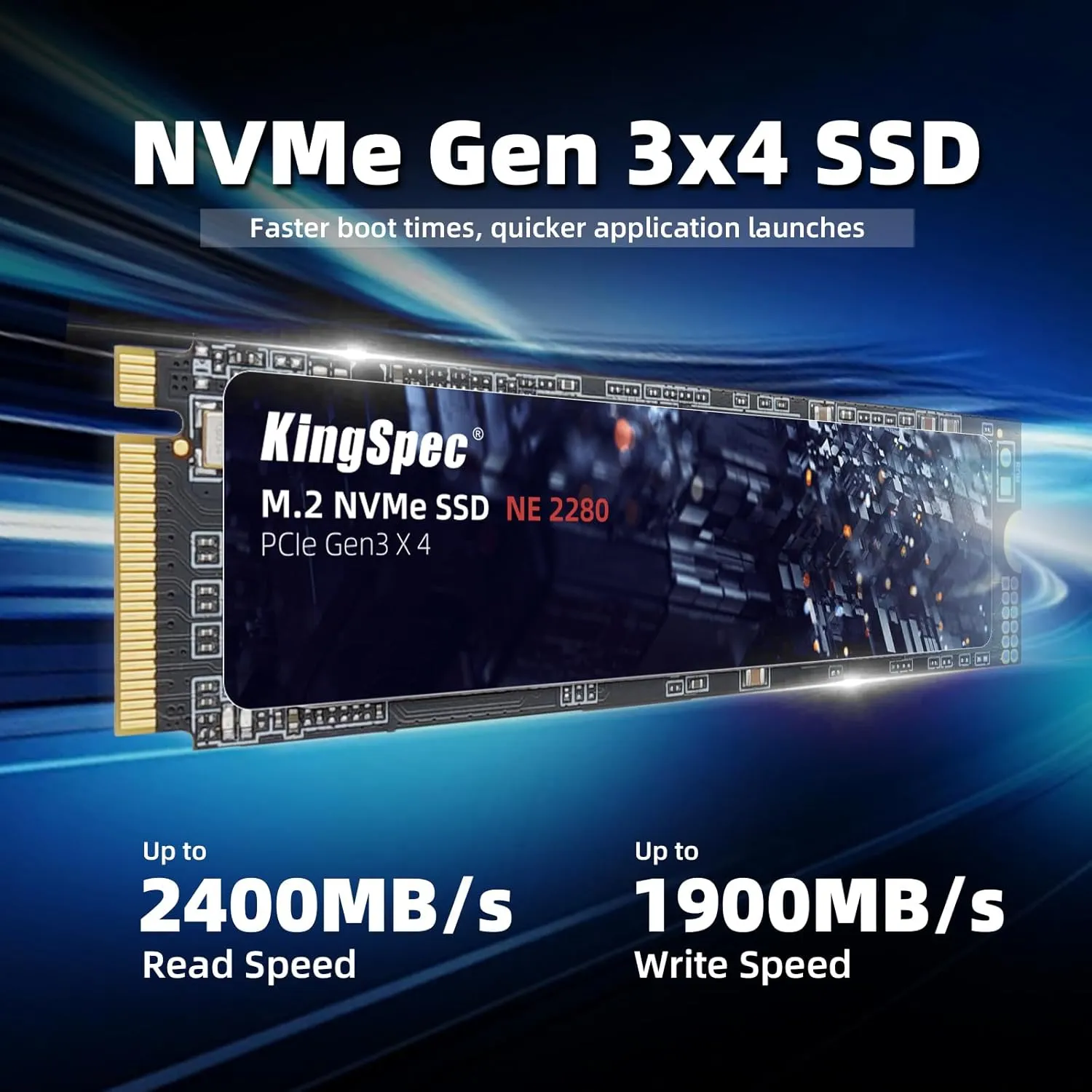 KingSpec SSD 1TB, M.2 NVMe Gen3x4 SSD 2280 - Up to 2400MB/s, Internal Solid State Drive with 3D NAND Flash, Compatible with Desktop and Laptop