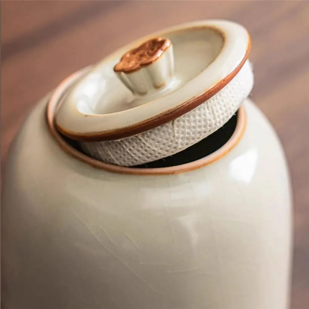 kitchen Mihuang Ru Kiln Tea Jar Household Ceramic Storage Container Tins Jar With Sealed Lid Exquisite Mini Tea Caddy Tea Tin(Green)