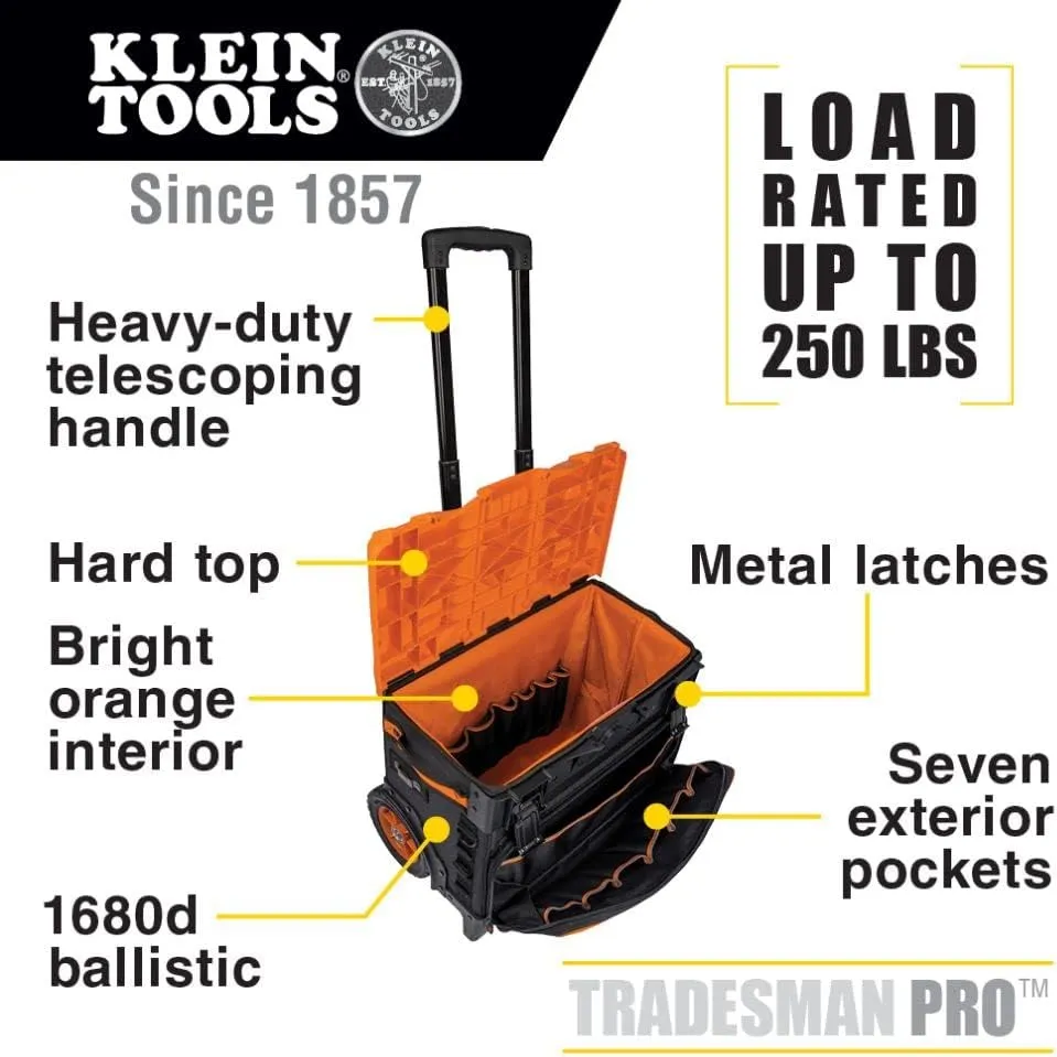 Klein Tools Tradesman Pro Rolling Tool Bag   LED Work Light Bundle