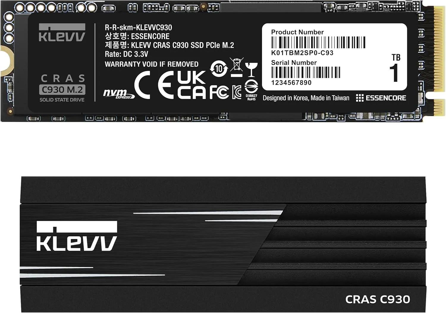 KLEVV CRAS C930 1TB M.2 2280 NVMe PCIe Gen4x4 Internal Gaming SSD with Aluminium Heatsink, Compatible with PS5, up to 7400MB/s with DRAM Cash (K01TBM2SP0-C93)