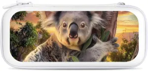 Koala Sitting in Tree Under Sunset Hard Shell Travel Case with Rope 15 Game Card Pockets Compatible with Switch Protective