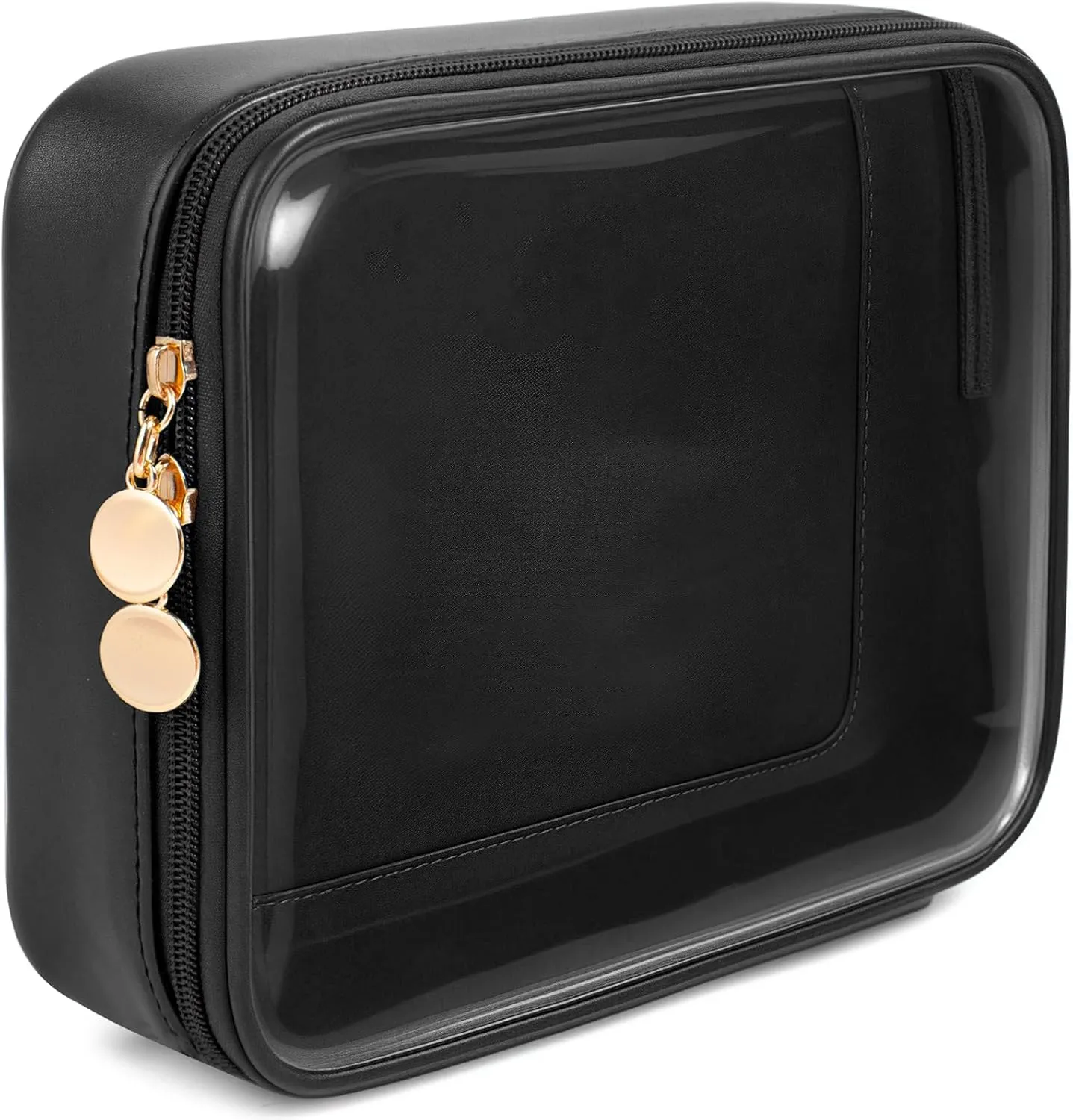KOTORA TSA Approved Toiletry Bag with Mini Clear Makeup Bag Travel Size Beach Pool Bag Car Accessories for Women Her (1B Black)