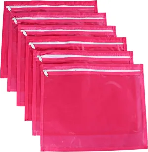 KRUM Single Saree Cover/Suit Packing 12 Piece Transparent Flower Cloth Packing Bag Organizer for Wardrobe Storage or Wedding Gifting ., Pink, 37 cm x 2 cm x 43 cm, Travel Accessories