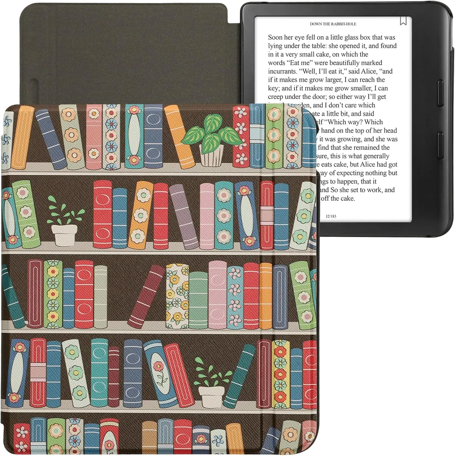 kwmobile Case Compatible with Kobo Libra Colour Case - eReader Cover - Summer Library Blue/Green/Dark Pink