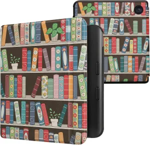 kwmobile Case Compatible with Kobo Libra Colour Case - eReader Cover - Summer Library Blue/Green/Dark Pink