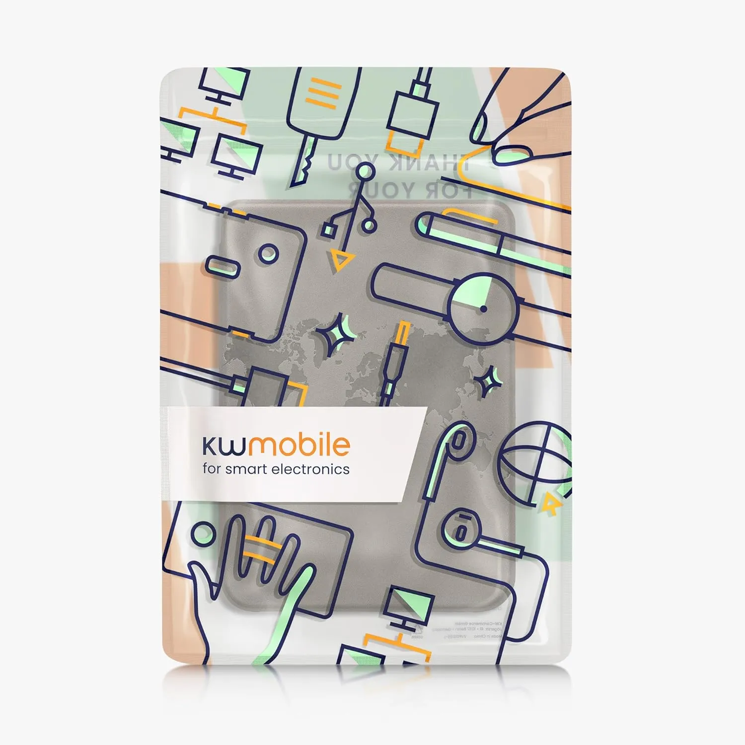 kwmobile Cover Compatible with Kobo Clara BW/Colour Cover - eReader Case - Travel Outline Grey