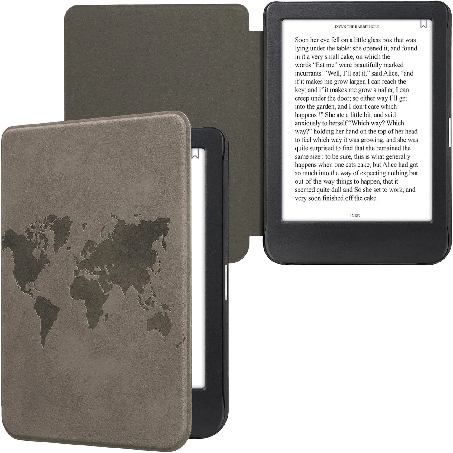 kwmobile Cover Compatible with Kobo Clara BW/Colour Cover - eReader Case - Travel Outline Grey