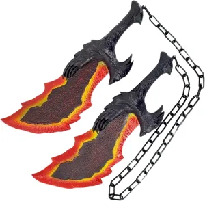 LALAPORT 17" Medieval Kratos Upgraded Blades of Chaos Flames Foam Sword Cosplay Prop LARP 1:1 Replica Costume Halloween