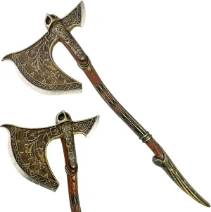 LALAPORT 36.5 Inch Fantasy Fully Upgraded God-War Viking Foam Axe Sword for Video Game, Cosplay Costume Prop, Collection, Gift. Prop 1:1 Replica