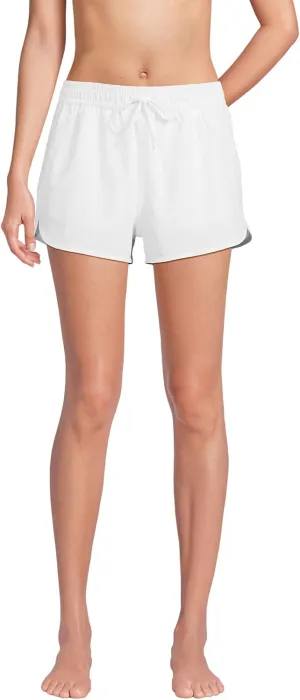 Lands' End Women's Woven Packable 3" Dolphin Hem Swim Cover-up Shorts
