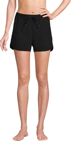 Lands' End Women's Woven Packable 3" Dolphin Hem Swim Cover-up Shorts