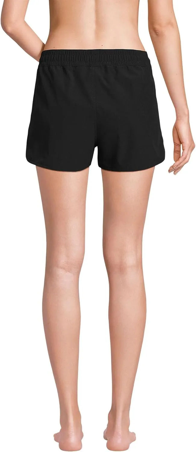 Lands' End Women's Woven Packable 3" Dolphin Hem Swim Cover-up Shorts