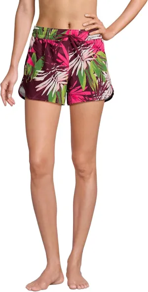Lands' End Women's Woven Packable 3" Dolphin Hem Swim Cover-up Shorts