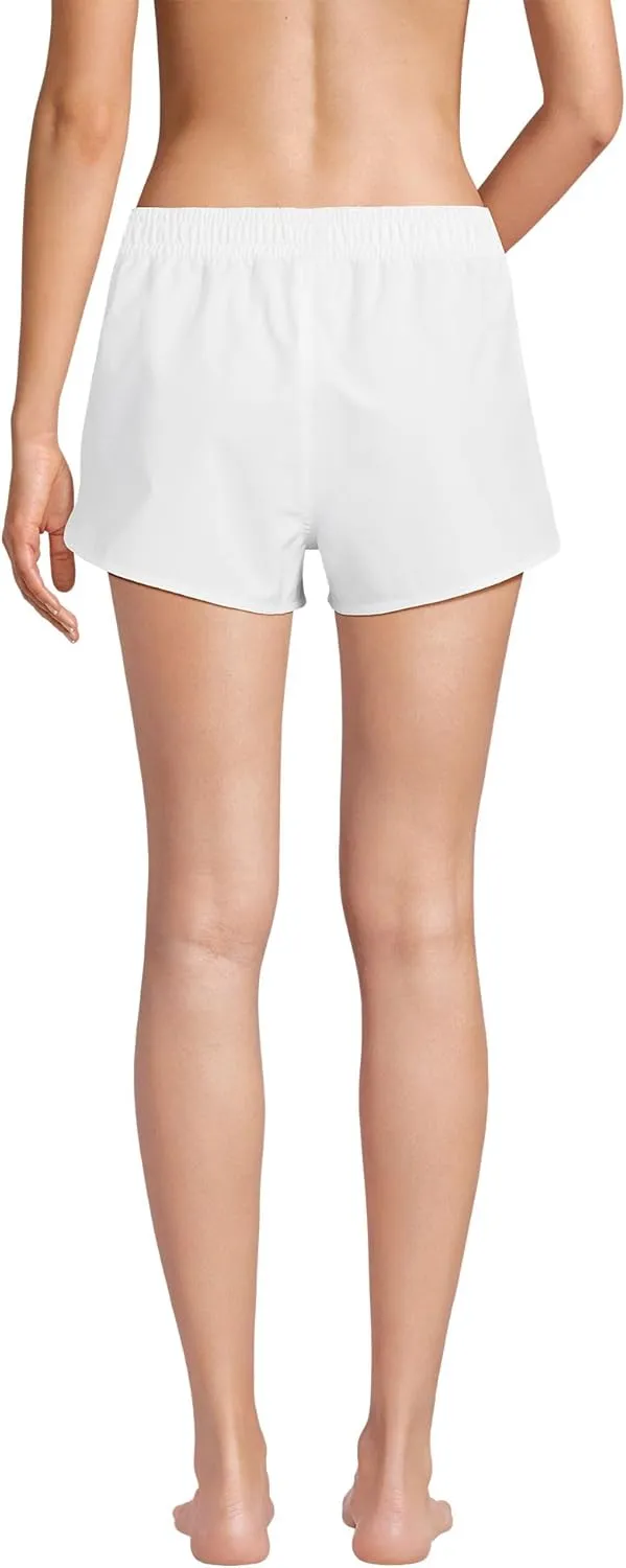 Lands' End Women's Woven Packable 3" Dolphin Hem Swim Cover-up Shorts