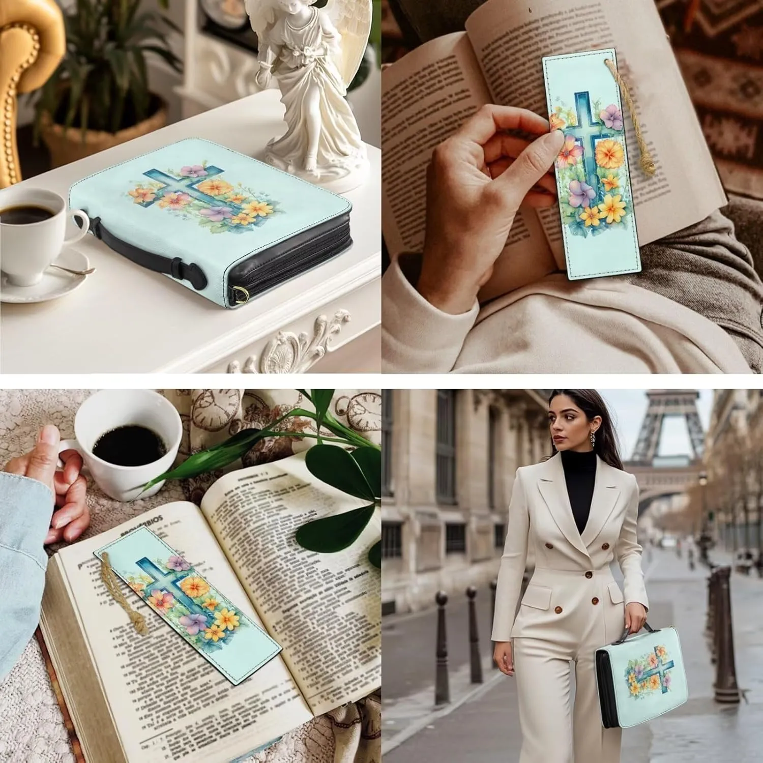 Large Bible Cover Case For Women Men Leather Bible Case With Bookmark Church Bag Book Carrying Case