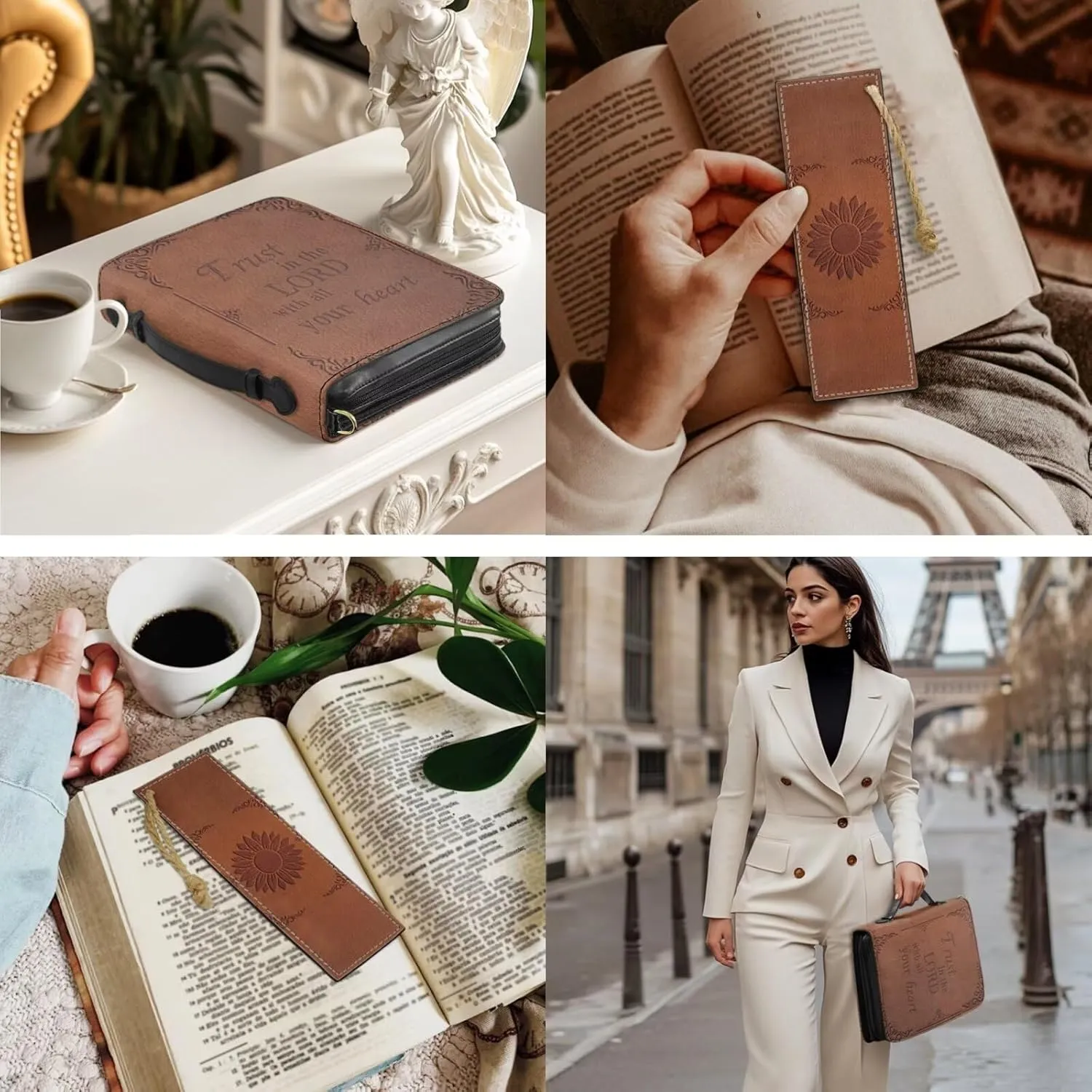 Large Bible Cover Case For Women Men Leather Bible Case With Bookmark Church Bag Book Carrying Case