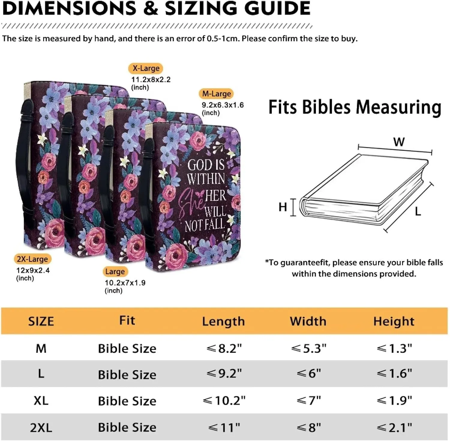 Large Bible Cover Case For Women Men Leather Bible Case With Bookmark Church Bag Book Carrying Case