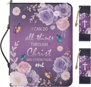 Large Bible Cover Case For Women Men Leather Bible Case With Bookmark Church Bag Book Carrying Case