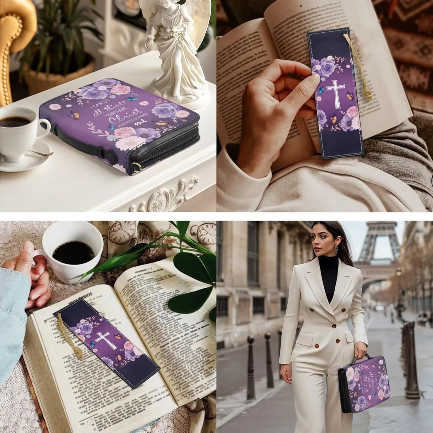 Large Bible Cover Case For Women Men Leather Bible Case With Bookmark Church Bag Book Carrying Case