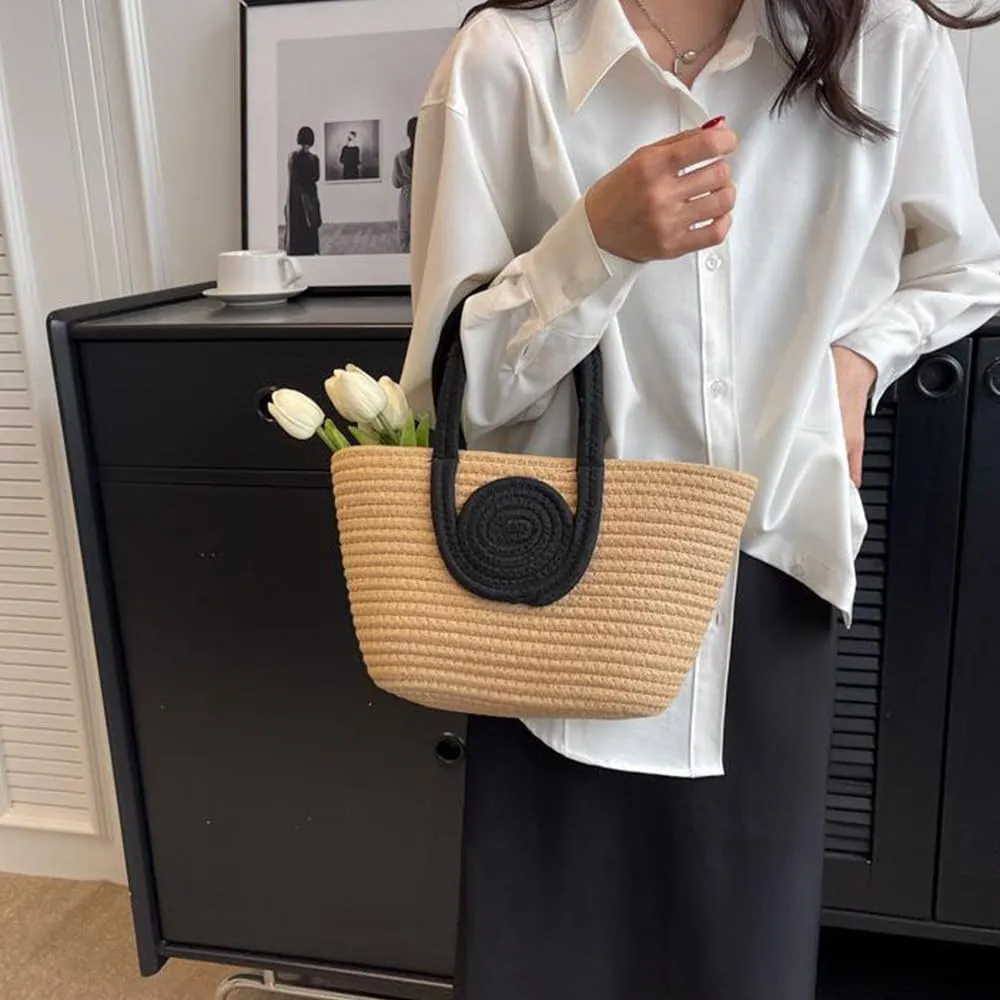 Large Capacity Tote Bag for Women Hand-Woven Straw Bag and Purse Travel Beach Totes Bag Woven Summer Tote Handbag