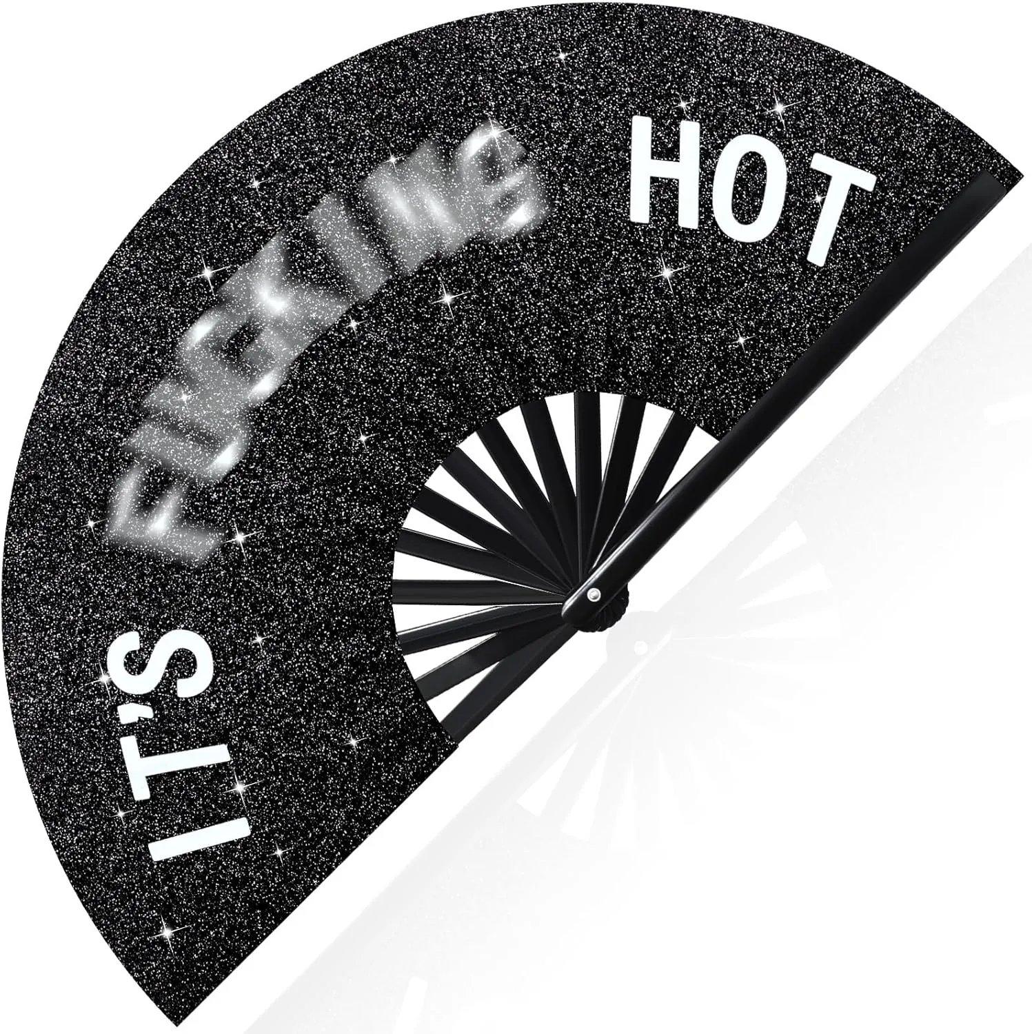 Large Folding Hand Rave Fan for Men Women Bamboo Folding Clack Hand Fan for EDM Music Disco Rave Festival Party Supplies(Cool)
