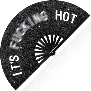 Large Folding Hand Rave Fan for Men Women Bamboo Folding Clack Hand Fan for EDM Music Disco Rave Festival Party Supplies(Cool)