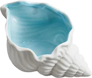 Large Shell Jewelry Dish Tray 7.7 L x 4.7 W x 3.5 H inches Ceramic Shell Ring Holder Seashell Bowl Decorative Trays Cute Jewelry Organize Key Storage Tray for Home Decor Porcelain Jewelry Deco