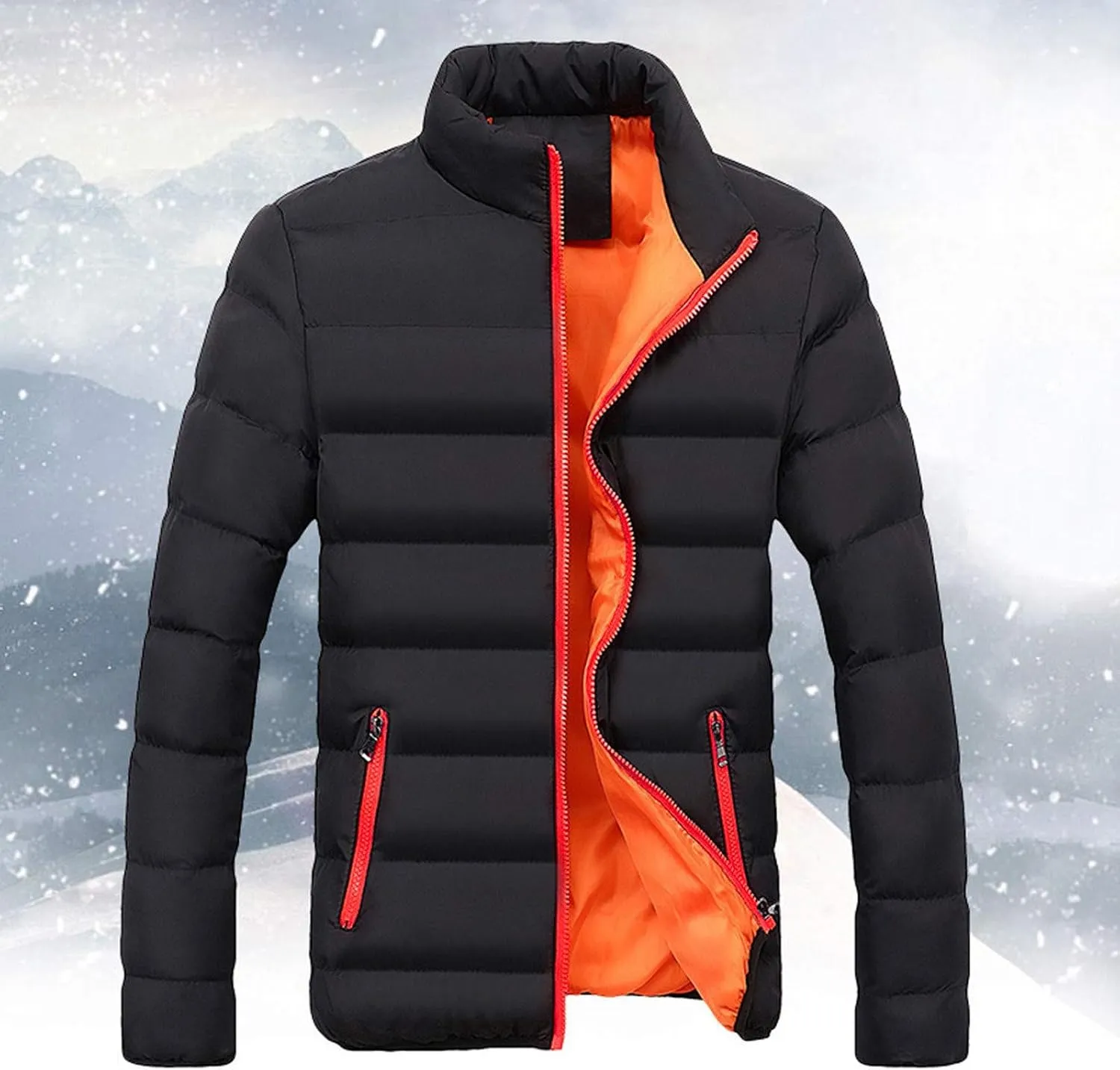 LCMTWX Men's Thick Thermal Winter Jacket Stand Collar Knitted Splice Sweater Coat Casual Cardigan Stylish Outwear Mens
