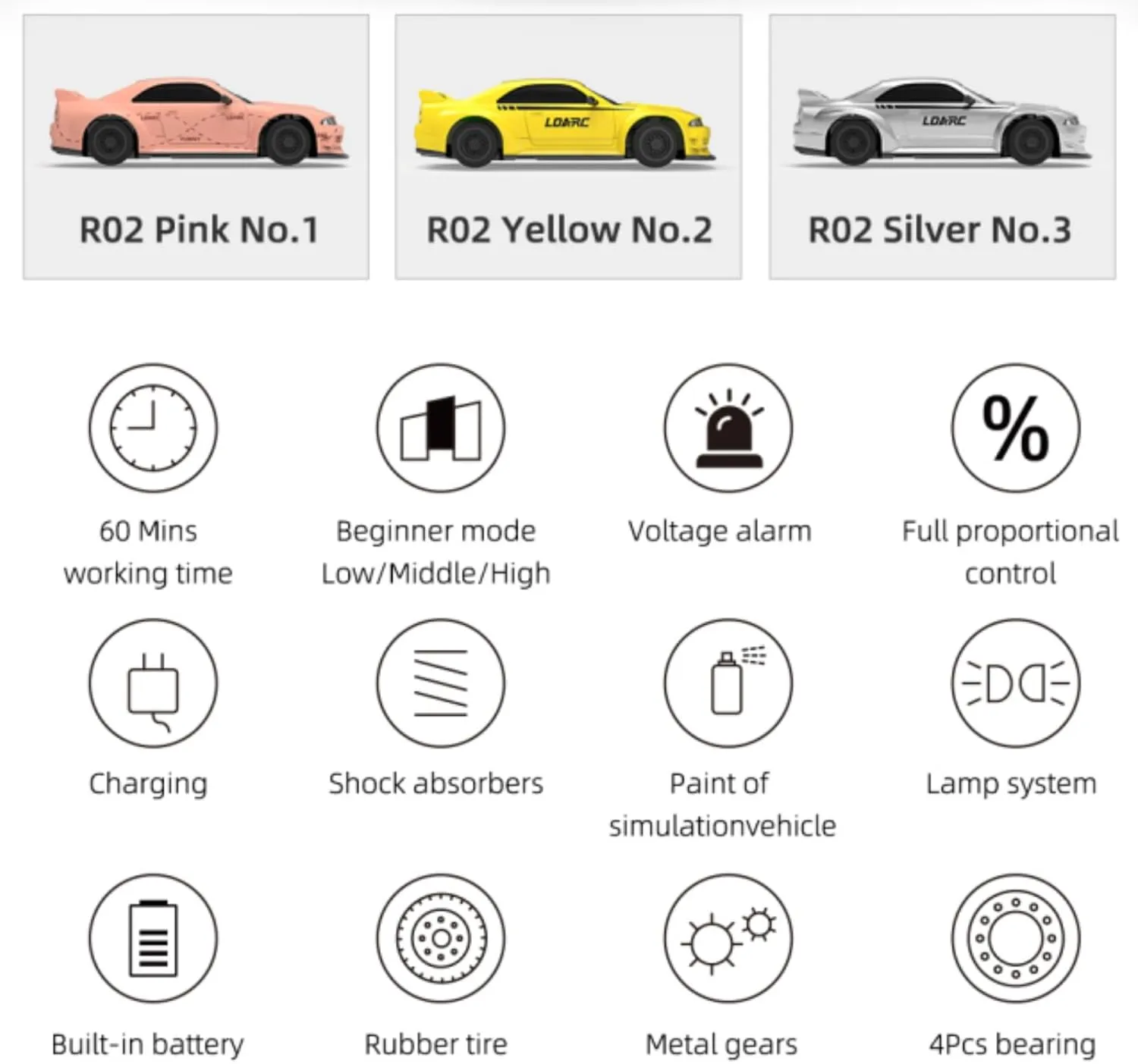 LDARC 1: 64 Mini Sports Car 4CH 2.4GHz Remote Control Full Scale RTR Kit with Portable Storage Bag (R02-Silver)