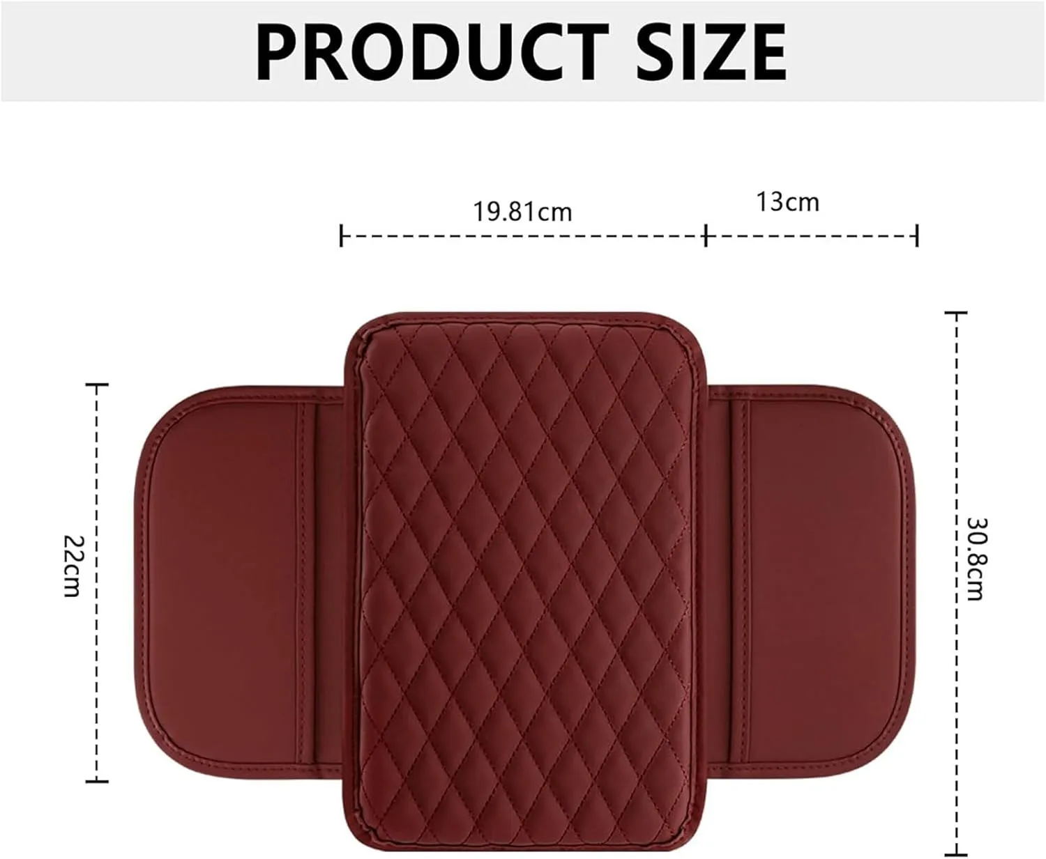 Leather Car Center Console Cover for Seat Ateca FR Facelift, Universal Car Armrest Cover Protector 2 Storage Bags Waterproof Anti Scratch Interior Accessories, Red