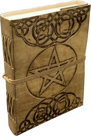 Leather Journal, Leather Journal for Men, Leather Journal for Women, Leather Sketchbook, Leather Notebook, Leather Blank Book (5 x 7 Wicca Journal- Tan Color)