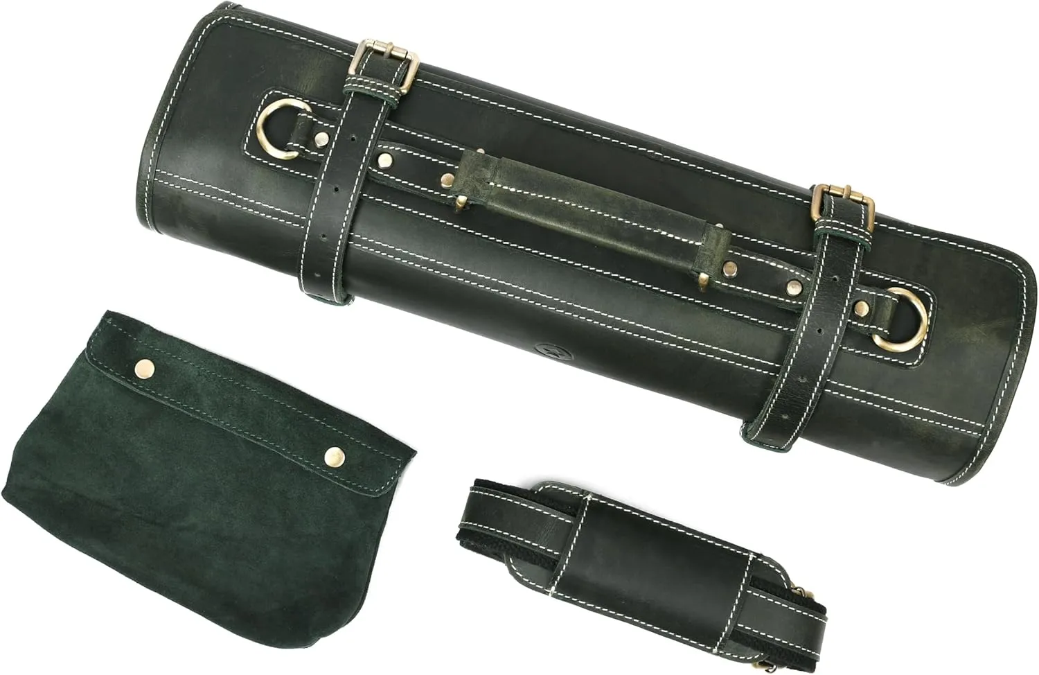 Leather Knife Roll Storage Bag, Elastic and Expandable 10 Pockets, Adjustable/Detachable Shoulder Strap, Travel-Friendly Chef Knife Case