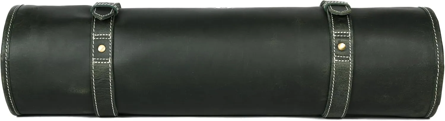 Leather Knife Roll Storage Bag, Elastic and Expandable 10 Pockets, Adjustable/Detachable Shoulder Strap, Travel-Friendly Chef Knife Case
