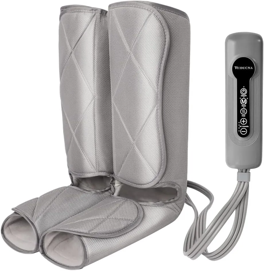 Leg Massager for Circulation with Heat, Air Compression Foot and Calf Massage Machine, 3 Modes 4 Intensities Adjustable Leg Wraps for Feet, Legs, Calves Muscle Relaxation - Home and Office Use