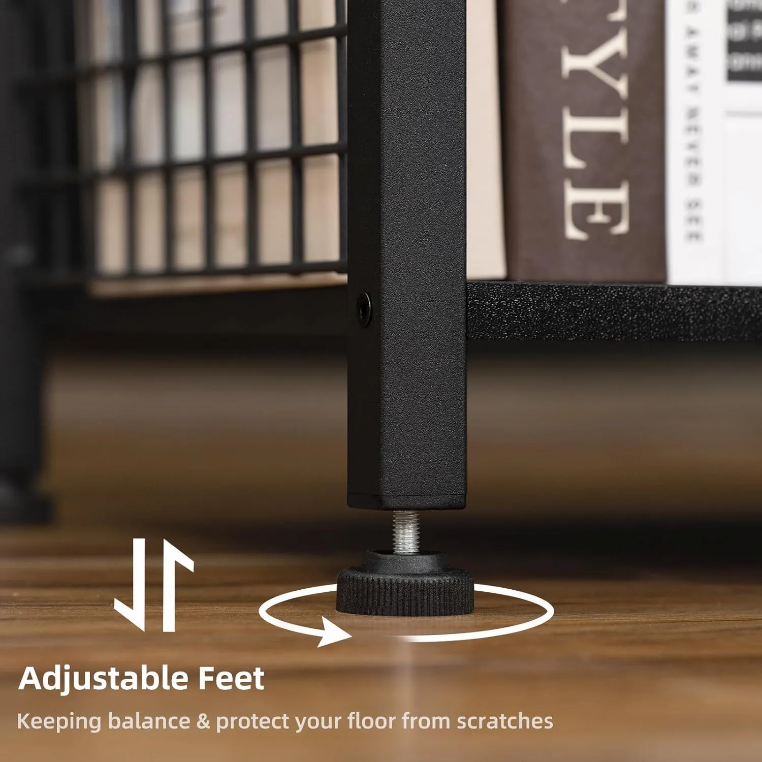 Lerliuo Pure Black Printer Table with Fabric Drawer,3 Tier Industrial Wood Printer Stand with Storage Shelf,Modern Tall End Table,Nightstand,Bed Side Tables for Scanner Fax Home Office Small Spaces