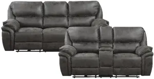 Lexicon Proctor 2-Piece Microfiber Power Reclining Sofa Set in Gray