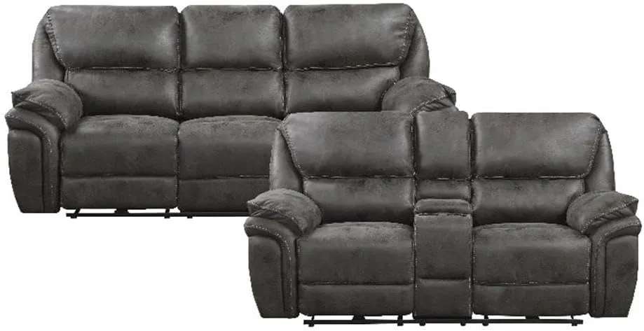 Lexicon Proctor 2-Piece Microfiber Power Reclining Sofa Set in Gray