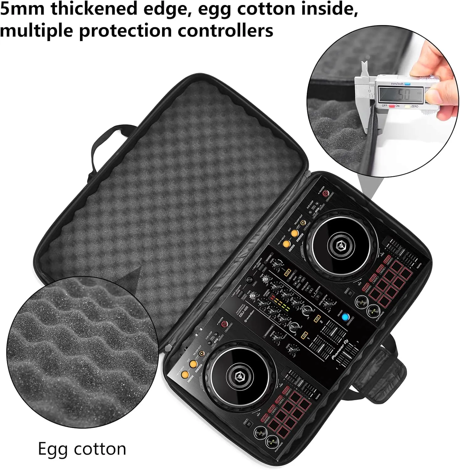 Lightweight Molded Hard Storage Case Fits for Pioneer RX, SX, SX2, SX3, Denon MC7000, FLX6 (L-27.2x 15.7 x 4 Inch)
