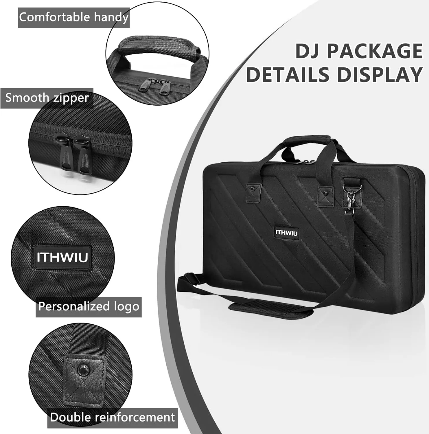 Lightweight Molded Hard Storage Case Fits Pioneer DDJ 1000, 1000SRT DJ Controllers Carrying Case Black