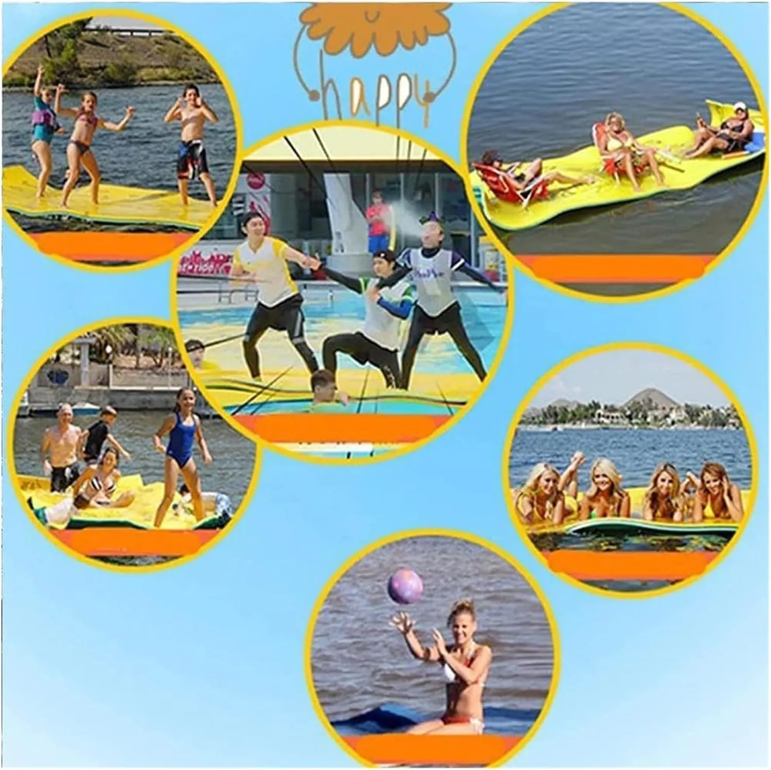 Lily Pad Floating Mat,Floating Water Mat, Lily Pad, Bouncy Tear-Resistant 3-Layer XPE Foam, Roll-Up Floating Island River Rafts for Pool Lake Ocean Boat for Adults