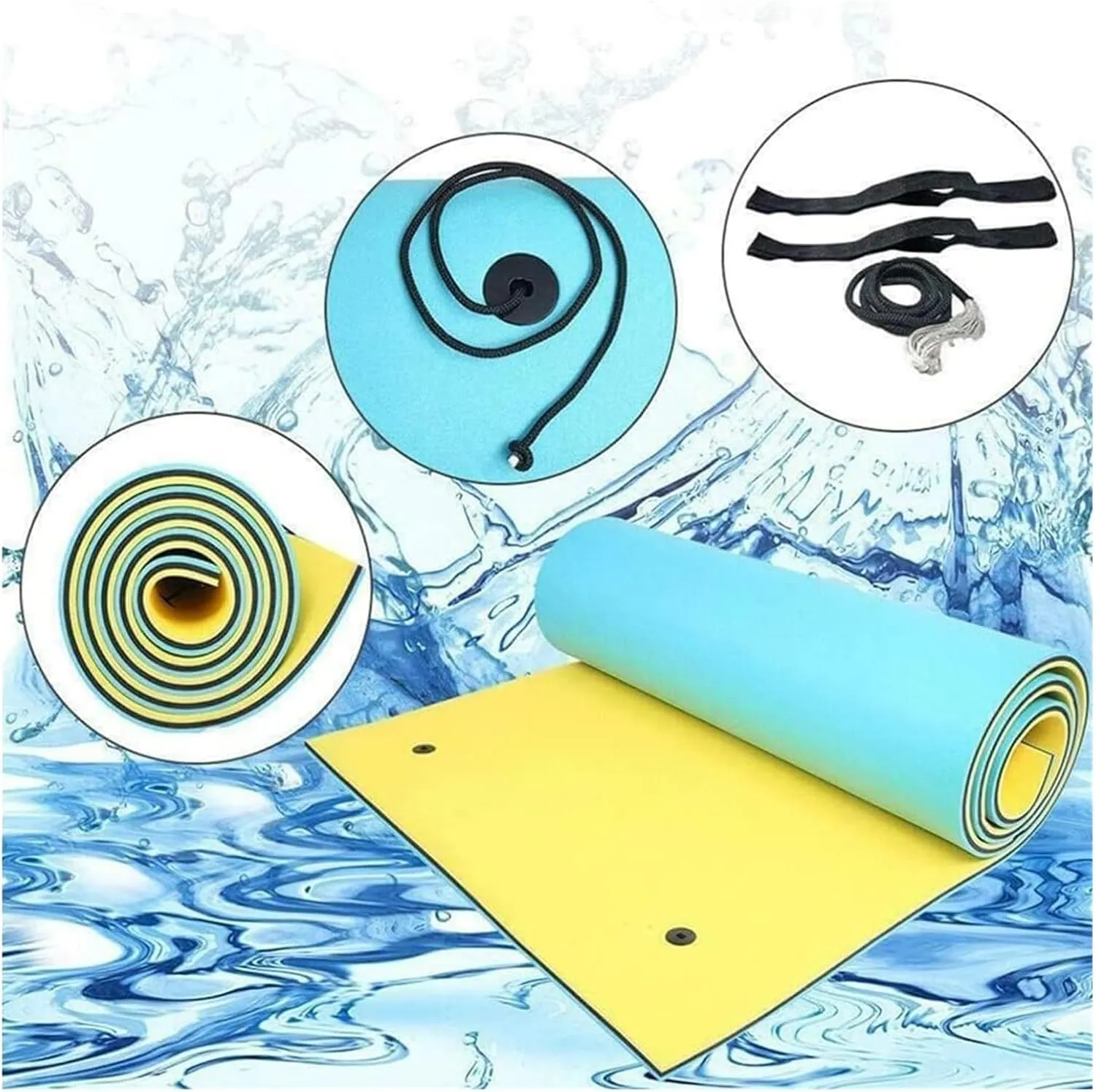 Lily Pad Floating Mat,Floating Water Mat, Lily Pad, Bouncy Tear-Resistant 3-Layer XPE Foam, Roll-Up Floating Island River Rafts for Pool Lake Ocean Boat for Adults