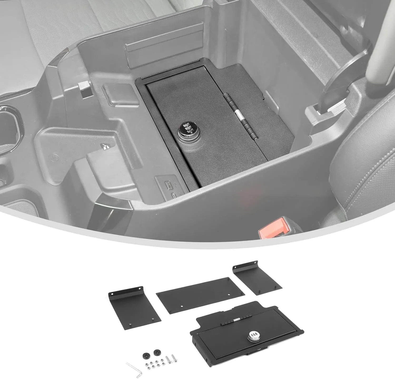 Linskip Console Safe Storage Compatible with 2022  Chevy Silverado & GMC Sierra 1500 Accessories, for Silverado Security Console Insert, Console Gun Vault for Siverado Interior Accessories(Black)