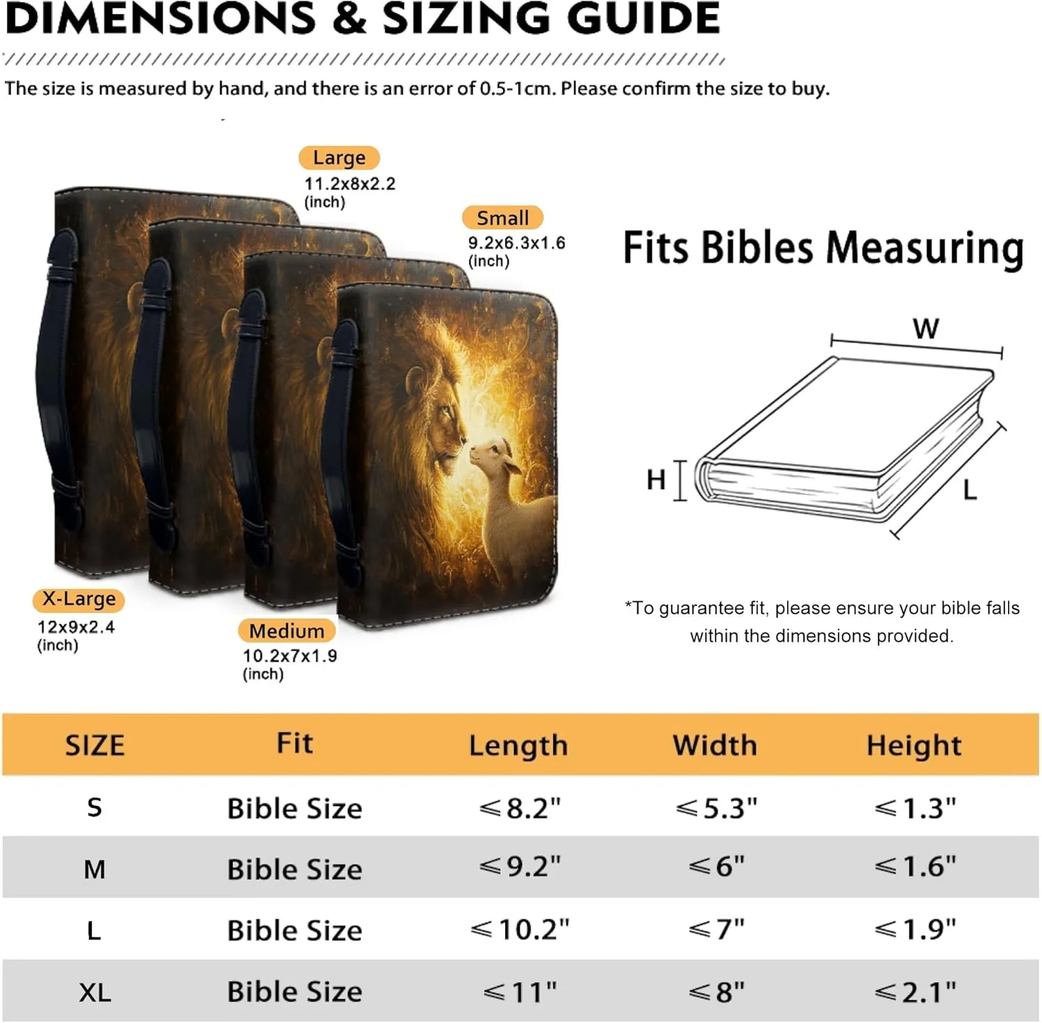 Lion and Lamb Bible Covers for Men Leather Bible Case for Men Lion Sheep Bible Covers Leather Bible Cover for Men Bible Tote Bag Light Mens Bible Case Small 8x5